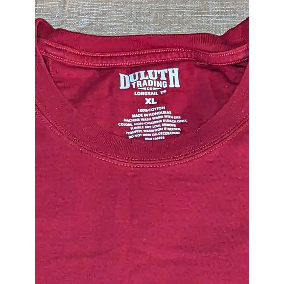 Duluth Trading Co Men XL Red Long Sleeve Shirt Long Tail W/ Logo - Picture 4 of 5